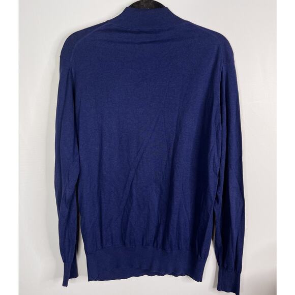 Peter Millar Mens M Navy Blue Crown Soft Cotton Silk 1/4 Zip Pullover Sweater - Picture 2 of 8